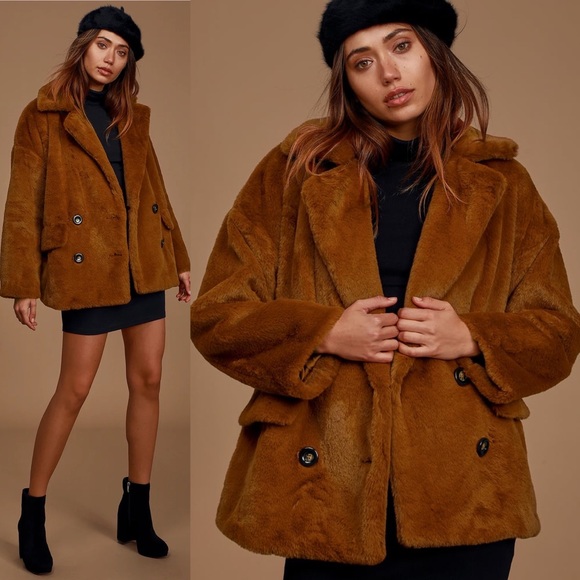 Free People Kate Faux Fur Coat in Terracotta Oversized Chunky Teddy Jacket S - Picture 4 of 16